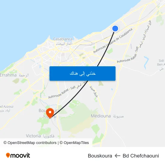 Bd Chefchaouni to Bouskoura map