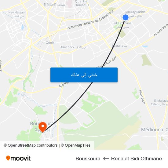 Renault Sidi Othmane to Bouskoura map