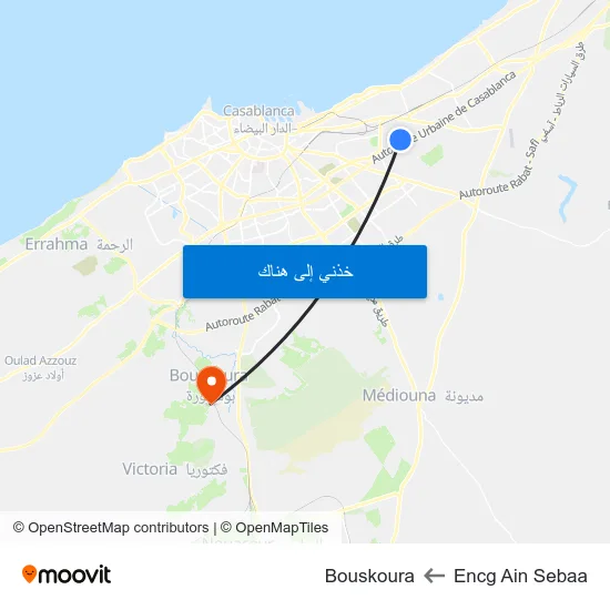 Encg Ain Sebaa to Bouskoura map