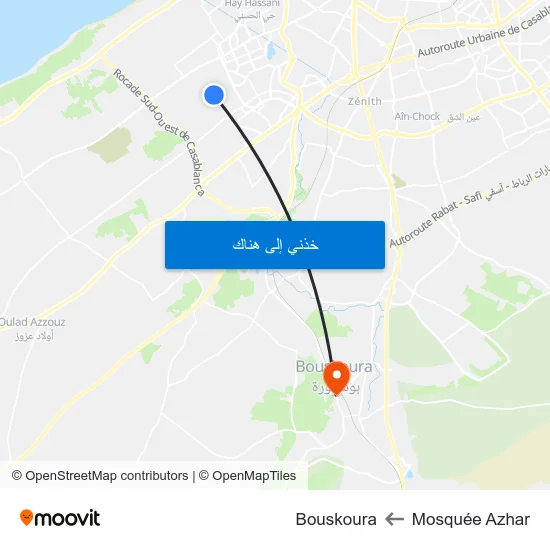 Mosquée Azhar to Bouskoura map