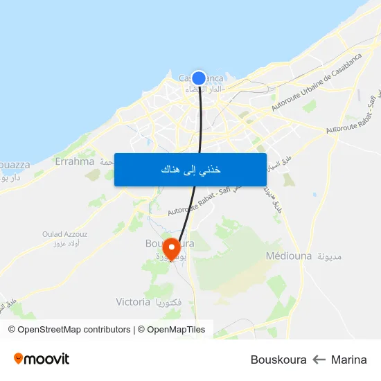 Marina to Bouskoura map