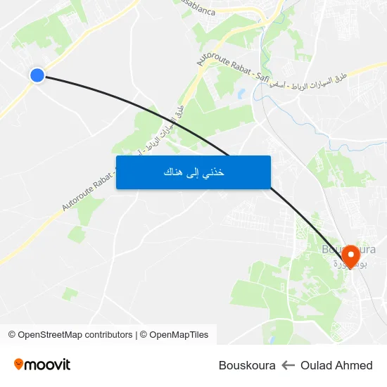 Oulad Ahmed to Bouskoura map