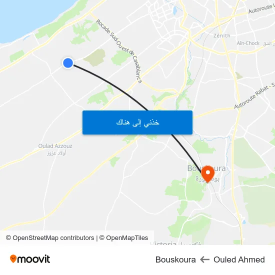 Ouled Ahmed to Bouskoura map