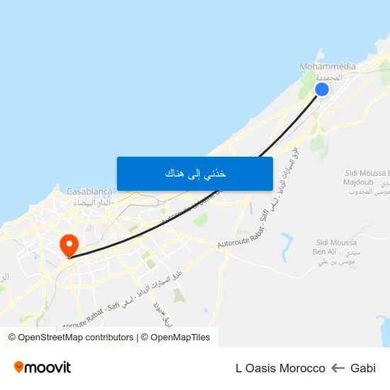 Gabi to L Oasis Morocco map