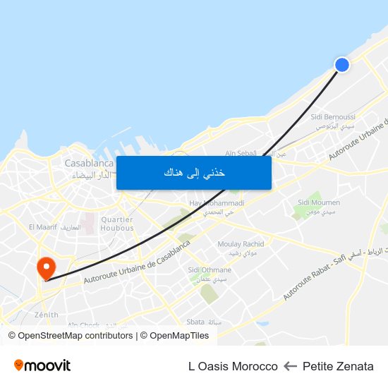 Petite Zenata to L Oasis Morocco map