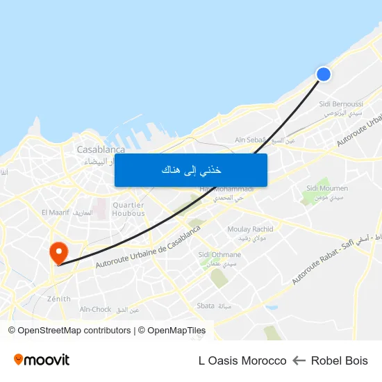 Robel Bois to L Oasis Morocco map