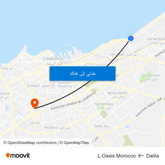 Dalila to L Oasis Morocco map