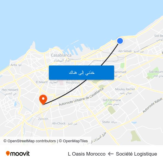 Société Logistique to L Oasis Morocco map