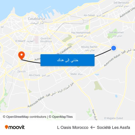 Société Les Assfa to L Oasis Morocco map