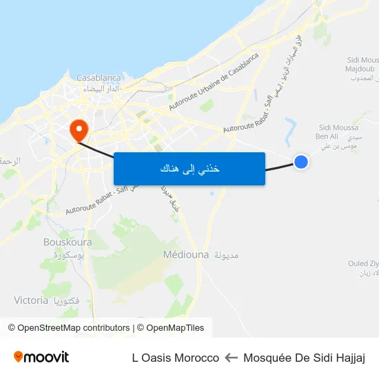 Mosquée De Sidi Hajjaj to L Oasis Morocco map