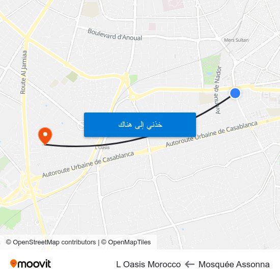 Mosquée Assonna to L Oasis Morocco map