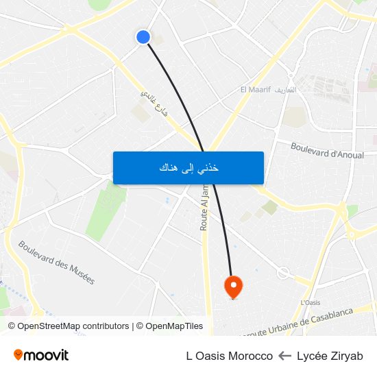 Lycée Ziryab to L Oasis Morocco map