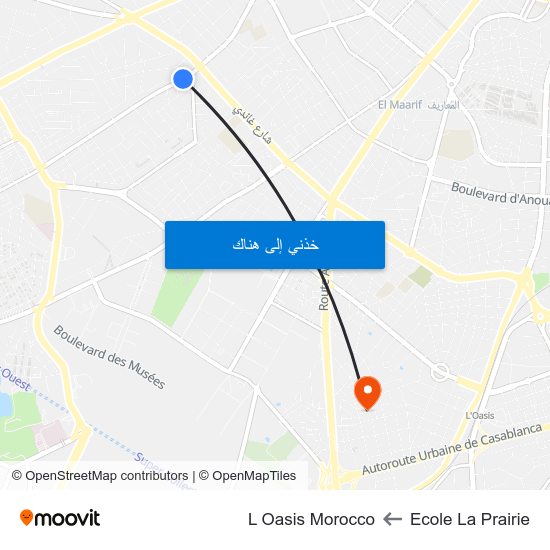 Ecole La Prairie to L Oasis Morocco map