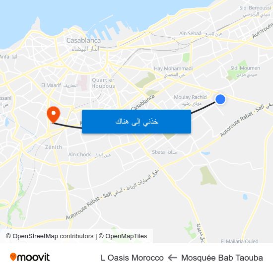 Mosquée Bab Taouba to L Oasis Morocco map