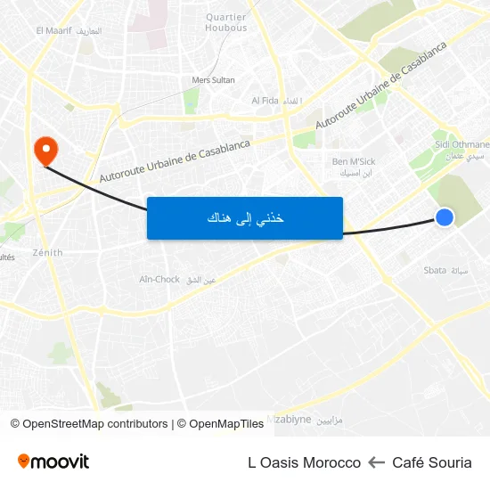 Café Souria to L Oasis Morocco map