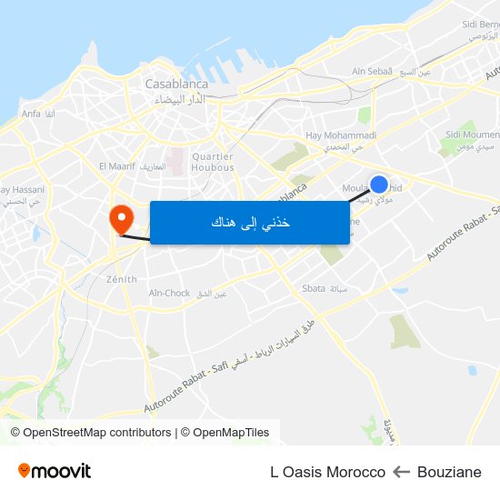 Bouziane to L Oasis Morocco map