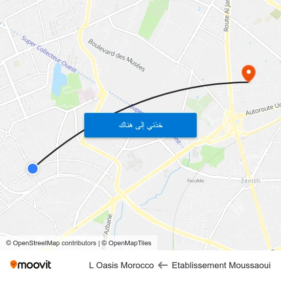 Etablissement Moussaoui to L Oasis Morocco map