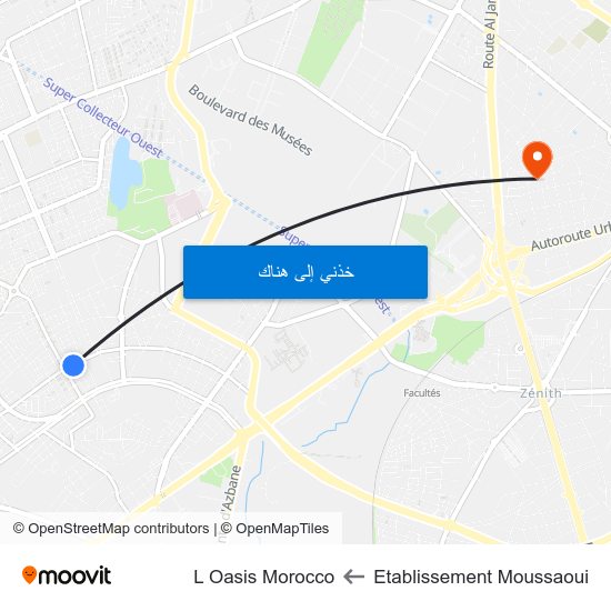 Etablissement Moussaoui to L Oasis Morocco map
