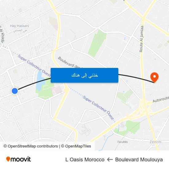 Boulevard Moulouya to L Oasis Morocco map