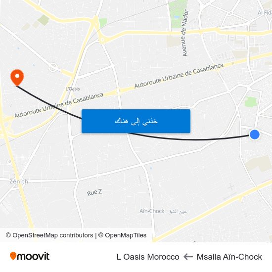 Msalla Aïn-Chock to L Oasis Morocco map