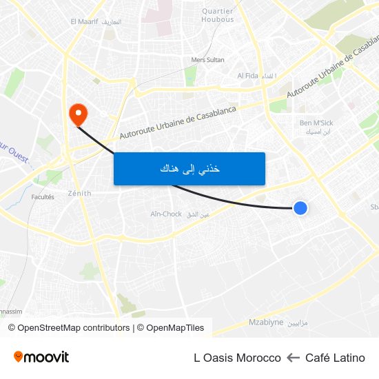 Café Latino to L Oasis Morocco map