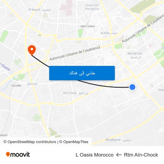 Rtm Aïn-Chock to L Oasis Morocco map