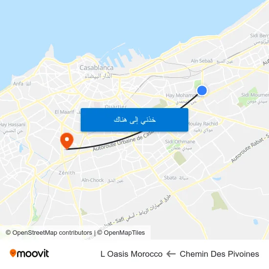 Chemin Des Pivoines to L Oasis Morocco map