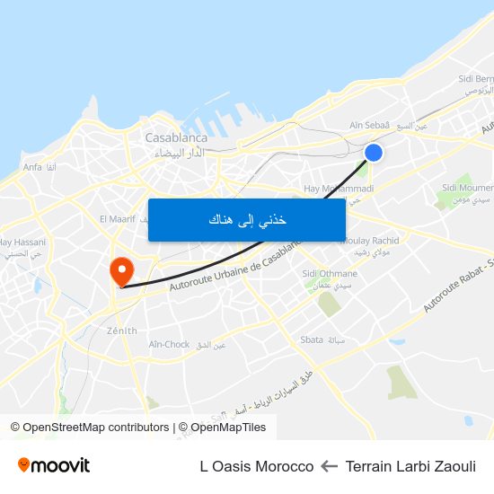 Terrain Larbi Zaouli to L Oasis Morocco map