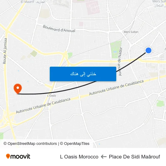 Place De Sidi Maârouf to L Oasis Morocco map