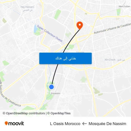 Mosquée De Nassim to L Oasis Morocco map