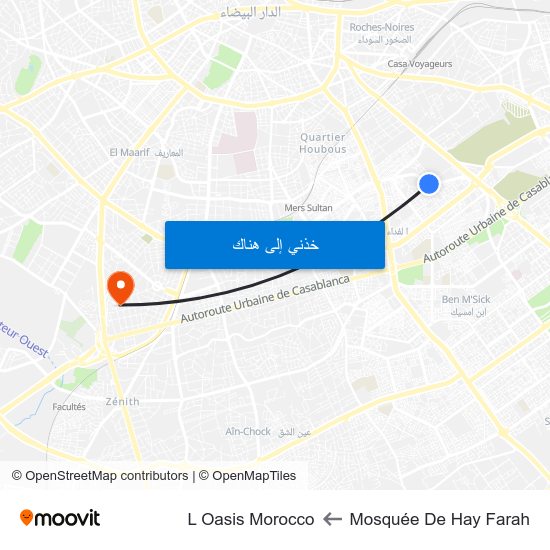 Mosquée De Hay Farah to L Oasis Morocco map