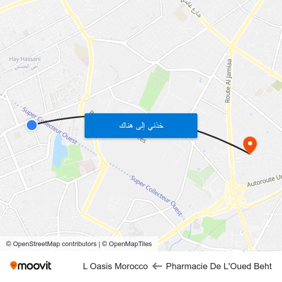 Pharmacie De L'Oued Beht to L Oasis Morocco map