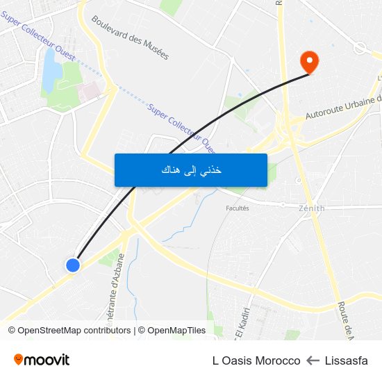 Lissasfa to L Oasis Morocco map