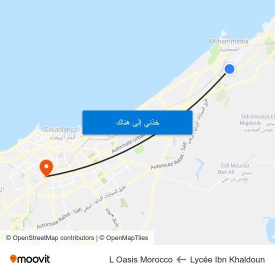 Lycée Ibn Khaldoun to L Oasis Morocco map
