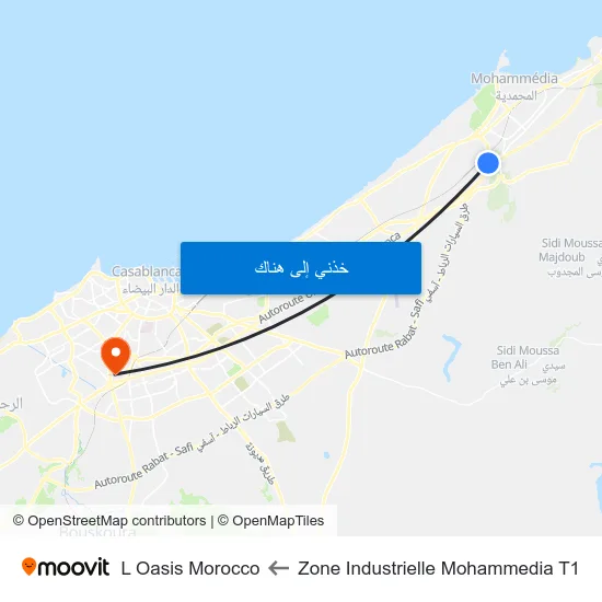 Zone Industrielle Mohammedia T1 to L Oasis Morocco map