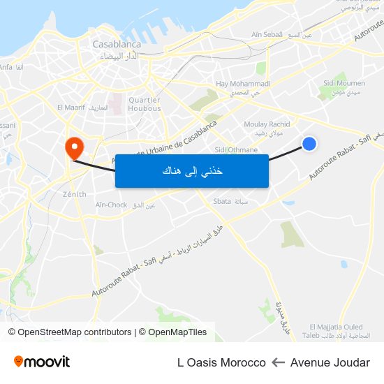 Avenue Joudar to L Oasis Morocco map