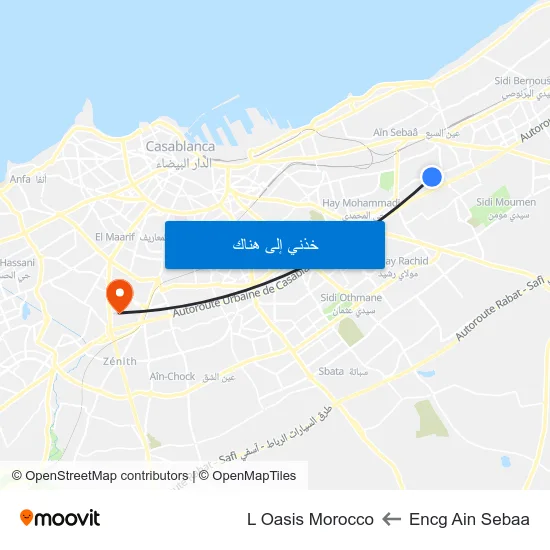 Encg Ain Sebaa to L Oasis Morocco map