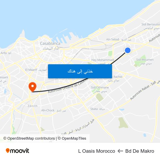 Bd De Makro to L Oasis Morocco map