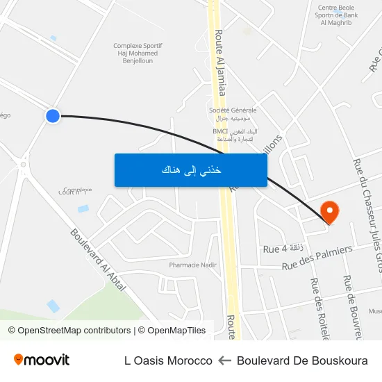 Boulevard De Bouskoura to L Oasis Morocco map