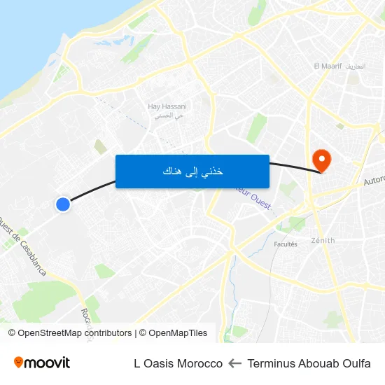 Terminus Abouab Oulfa to L Oasis Morocco map
