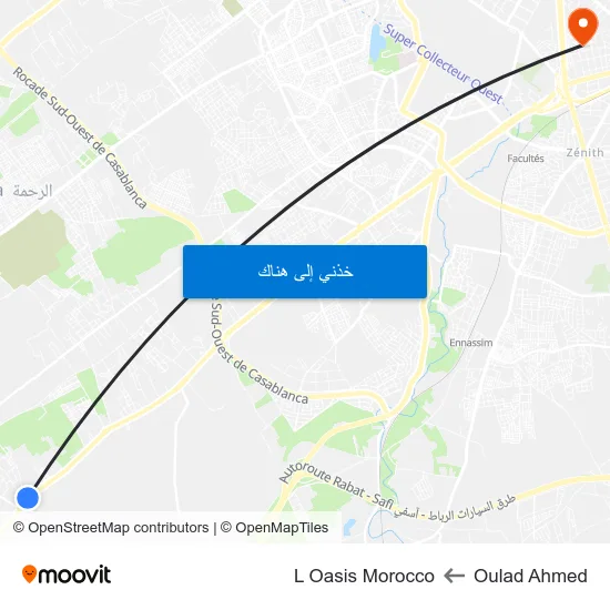 Oulad Ahmed to L Oasis Morocco map
