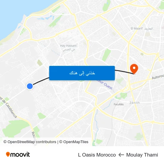 Moulay Thami to L Oasis Morocco map