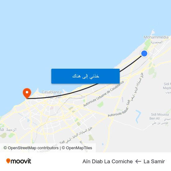 La Samir to Aïn Diab La Corniche map