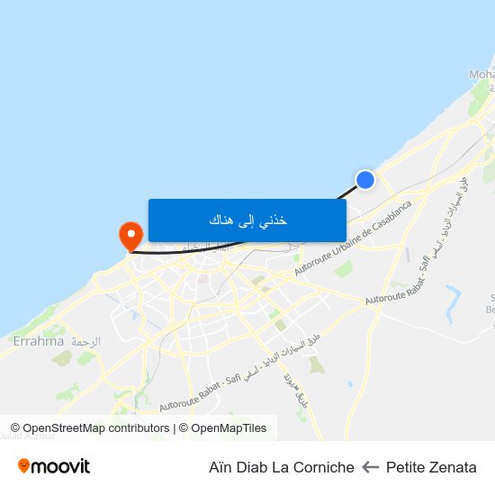 Petite Zenata to Aïn Diab La Corniche map