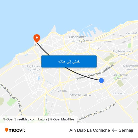 Senhaji to Aïn Diab La Corniche map