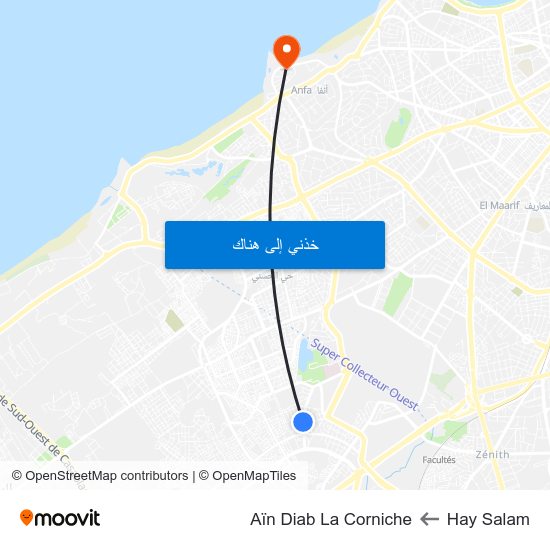 Hay Salam to Aïn Diab La Corniche map
