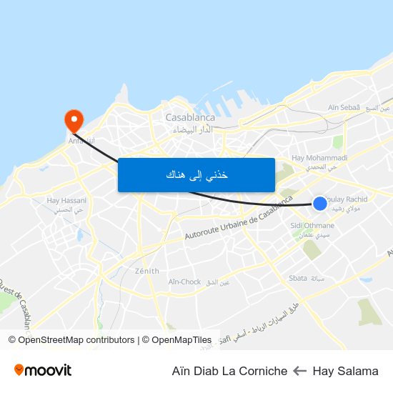 Hay Salama to Aïn Diab La Corniche map
