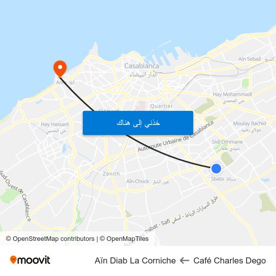 Café Charles Dego to Aïn Diab La Corniche map