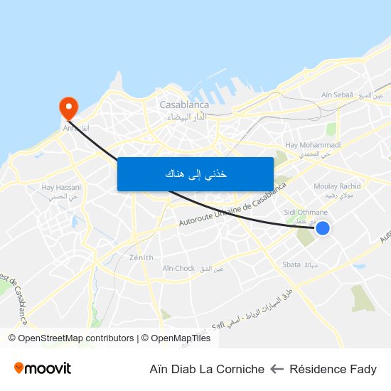 Résidence Fady to Aïn Diab La Corniche map