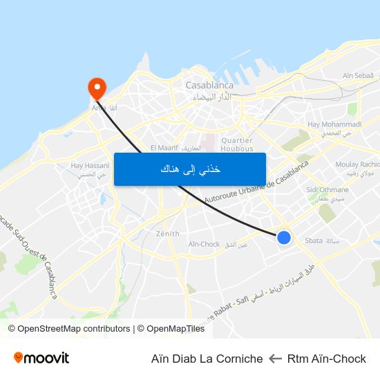 Rtm Aïn-Chock to Aïn Diab La Corniche map